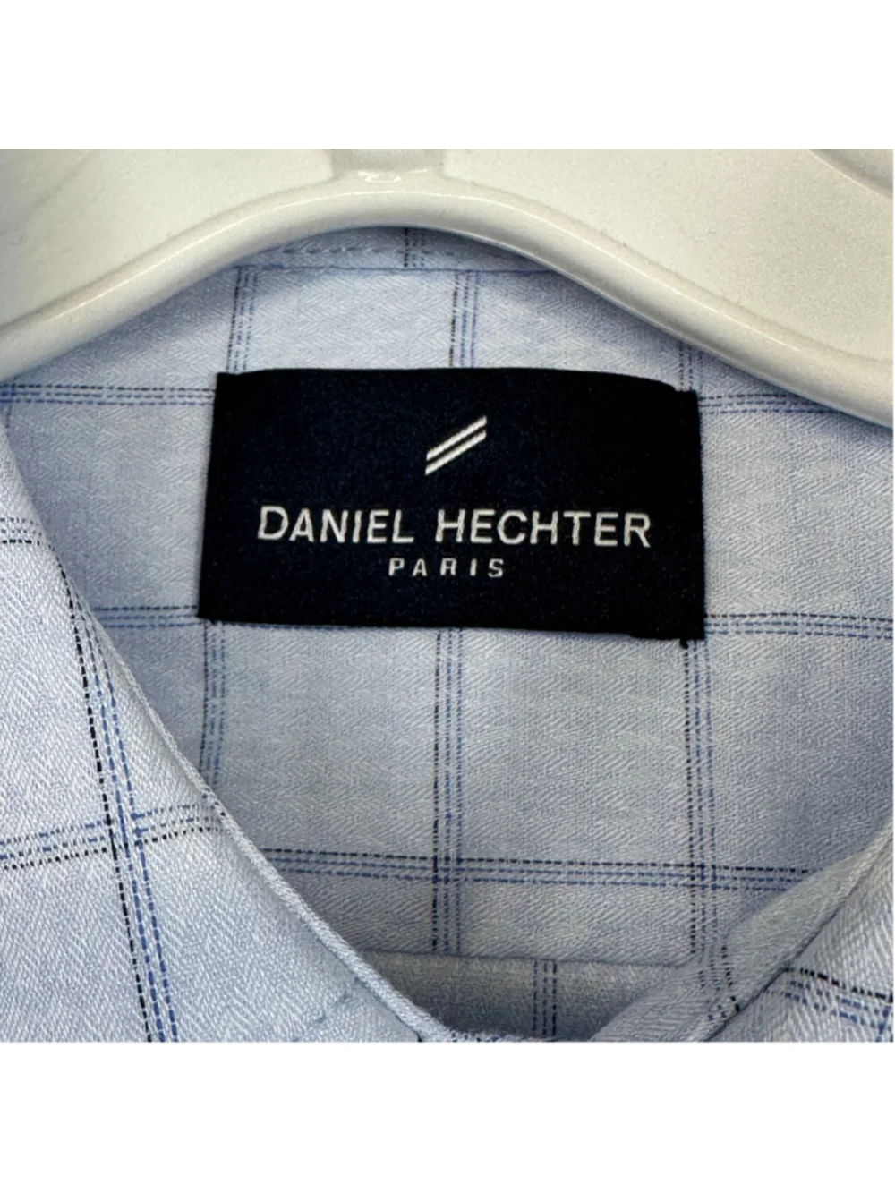 Daniel Hechter Paris Dress Shirt Blue Check Modern Fit Men's / S 14-14.5 - Picture 7 of 12